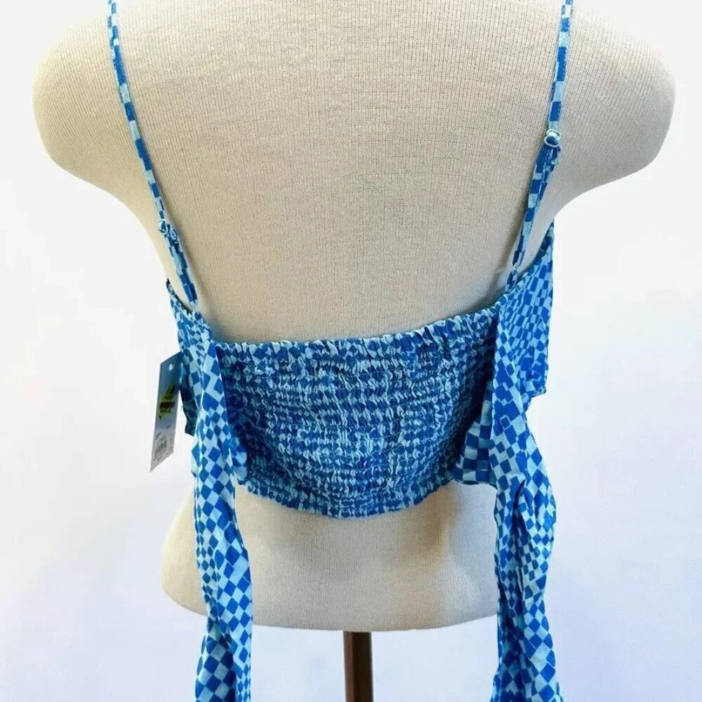 NWT SO GOODS FOR LIFE Juniors Sleeveless Straps Pullover Cropped Blue Top Size M - Picture 10 of 13